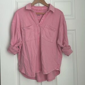 Pink Button Up Sweatshirt